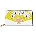 Produktbild JHGFG Mode Handtasche Reißverschluss Brieftasche Phantasie Gelb Hand Fan Weiß Orchideen Telefon Clutch Geldbörse Abendkupplung Blocking Leder Brieftasche Multi Card Organizer