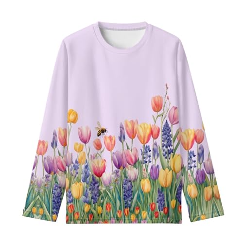 Easter 3-16t Girls Long Sleeve Shirt Cartoon Blouses Crew Neck Top Spring Breathable Tee Shirt4