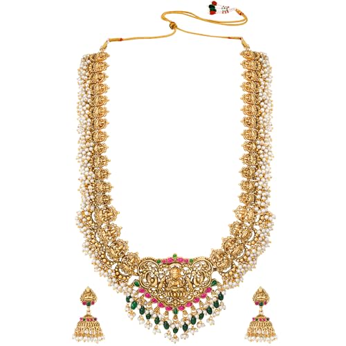 Image of Peora Gold Plated Bridal Jewellery Set with Kamarband Gift for Women Indian Traditional Ethnic Wedding