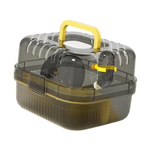 Outgoing Hamster Cage Small Animal Travel Case Carry Case Habitat for Guinea Pigs, Yellow