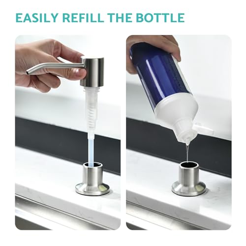 Kicimpro Kitchen Sink Faucet with Soap Dispenser, 3 Modes Kitchen Faucet with Pull Down Sprayer and Soap Dispenser, 304 Stainless Brushed Nickel Single Handle Kitchen Bar Faucets with Water Lines by kicimpro - Image 6