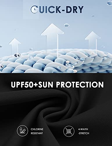 Ekouaer Women's Board Shorts High Waist Swim Shorts Beach Surf Swimwear Shorts Black #TOP4