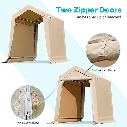 Advance Outdoor 8801BY-3 6X8 Ft Outdoor Portable Storage Shelter Shed With 2 Rolled Up Zipper Doors & Vents Carports For Motorcycle Waterproof And Uv Resistant Anti-Snow Portable Garage Kit Tent thumb #2