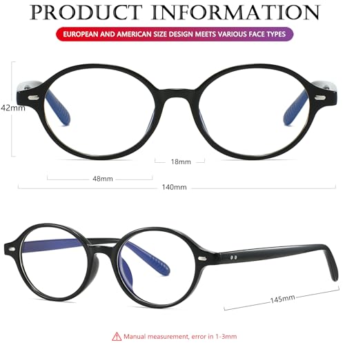 Image of AIEYEZO Retro Round Blue Light Glasses for Men Women Fashion 90s Vintage Trendy Oval Round Frame Nerd Glasses