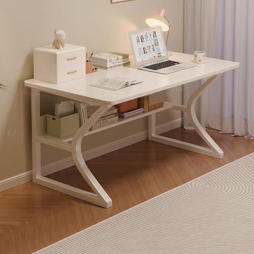 Image of Klaxon Wood & Metal Finish Study Table | 1 Year Warranty Study Table for Students /Adults, Computer Table, Office Table (Arko White, DIY Installation) (Black, 150 CM) (White - Arko new)