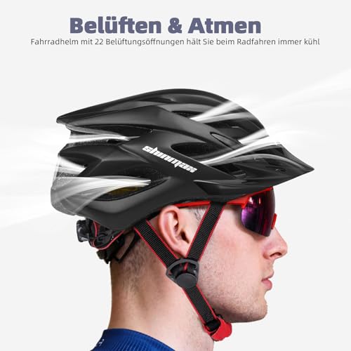 Shinmax Fahrradhelm Herren Damen mit Visier Abnehmbarer Fahrradhelm mit Licht MTB Fahrradhelm Erwachsenen Unisex Mountainbike Helm Radhelm… – Ansicht 4