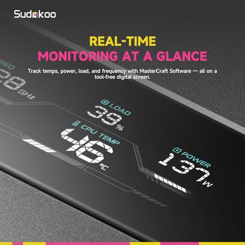 Image of SK620V CPU Air Cooler: 6 Heatpipes Dual Tower CPU Cooler with Digital Display for AM5 Exclusive - Black PC Cooler with 120mm FDB PWM Quiet Fans & Quick Lock Mount
