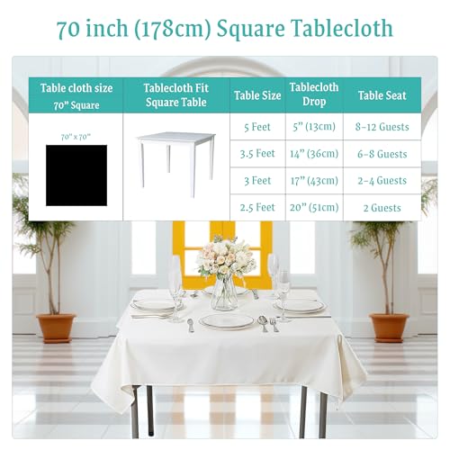 Nappe noire infroissable et lavable en lot de 8 pour habiller vos tables de mariage - 3