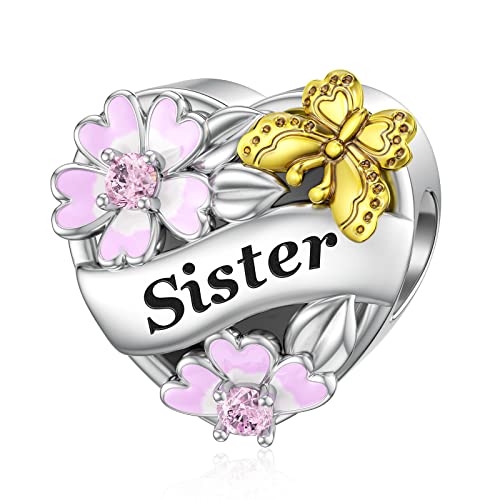 DALARAN 925 Sterling Silver Mother Daughter Sister Wife Friend Grandma Charms Bead for Charm Bracelet Necklace