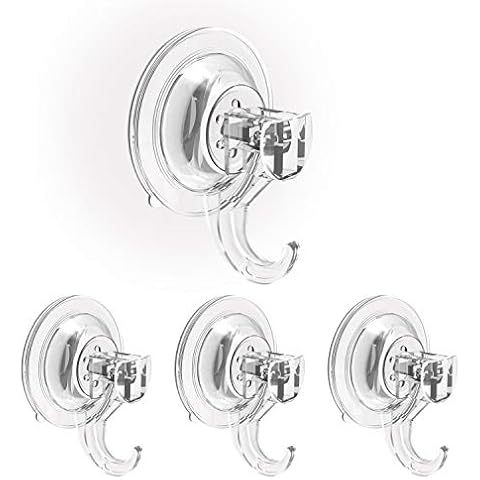 Ulinek Hooks, 4 Pack Bathroom Wall Door Wreath Glass Window Hanging Suction Cups Sucker Hooks Kitchen Utensil Handbag Key Coat Towel Holder Hanger Heavy Duty Max Holding 3 KG Cover