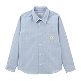 Serge Blanco Chemise Junior Manches Longues en Coton Oxford à Rayures Bleu Ciel Charles   Mode Homme