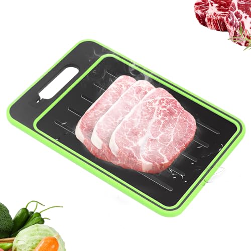 MoYouno 4-in-1 Defrosting Board - Rapid Thawing Tray for Frozen Food & Meat, Multi-functional Defrost Plate (Black, 36.5 x 25 x 1 cm)