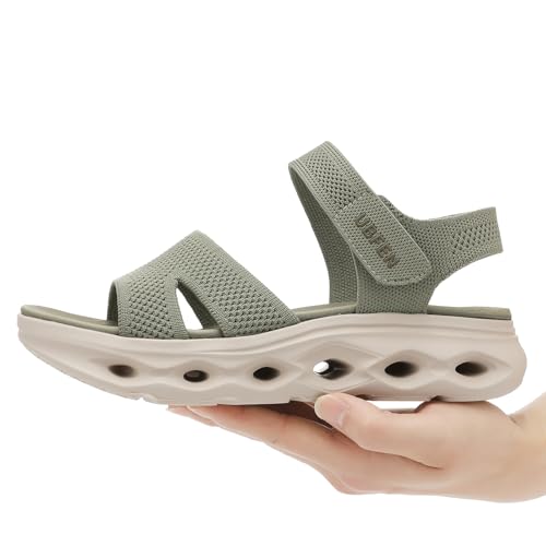 Image of UBFEN Womens Comfortable Walking Sandals with Cushioned Sole | Non-Slip Rocker Bottom, Arch Support, Adjustable Straps, Lightweight Water Sport Platform Summer