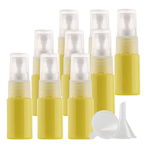 TIANZD 48 Piezas 10 ml Opaco Amarillo Botellas Spray Pulverizador Plástico Botes Spray Vacios, Bomba en Spray de Niebla Fina Atomizador Pequeño para Perfume Viaje con 4 Embudo Cover
