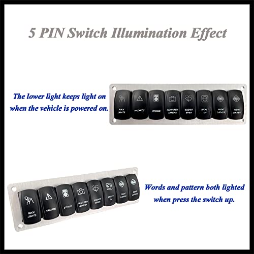 Image of Customize White Led Rocker Switch Panel ON-Off /ON-Off-ON Toggle Switch Panel for Car Marine Trailer Jeep RV SUV Pickup IP66
