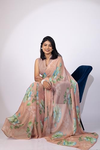 Image of MIRCHI FASHION Women Saree | Chiffon Chevron Zig Zag Printed Office Wear Sari with Blouse