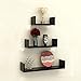 Produktbild TANBURO 3er Set Wandregal, MDF Holz Schweberegale, Hängeregal Regal, U-Form Wandboard, Bücherregal, Belastbarkeit 15 kg, Schwarz, perfekt für Bücher, Vasen, Fotos, Deko 42/32/22CM
