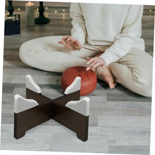Support de Tambour Handpan en Bois Évite les Rayures Base Silicone et Structure Stable Sol