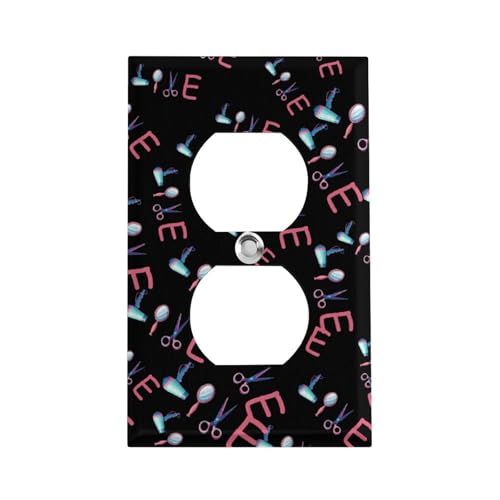 Hairdresser Hairstylist Love Barber Tool Light Switch Cover Print Single Socket Cover Wall Plates for Farmhouse Home Office Decor