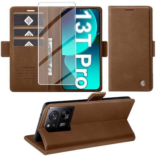 Étui Xiaomi 13T de protection cuir synthétique rabat marron