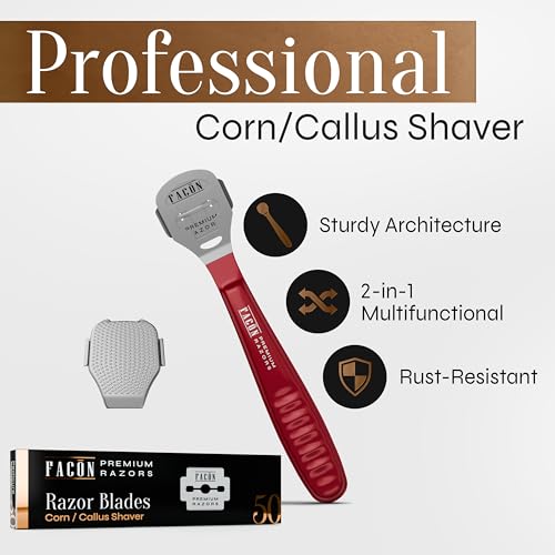 image for FACON Facón Professional Callus Shaver Remover with 50 Blades, Pedicu