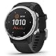 Garmin fenix 6S – schlanke GPS-Multisport-Smartwatch mit Solar-Ladefunktion für bis zu 10 Tage Akku. 1,2“ Display für schmale Handgelenke, mit vorinstallierten Sport-Apps, Silber/Schwarz
