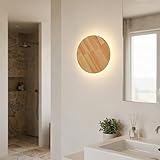 BARCELONA LED Aplique de pared LED madera circular LUNE 12W Ø20cm luz cálida 3000K iluminación indirecta moderna decorativa estilo nórdico lámpara pared interior dormitorio salón pasillo IP20