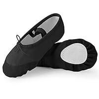 Soudittur Girls Ballet Shoes Black Canvas Split Sole Dance Slippers Yoga Flats Gymnastic Shoes for Children/Kids/Women/Adults/Boys/Toddler (4.5 UK Adult)