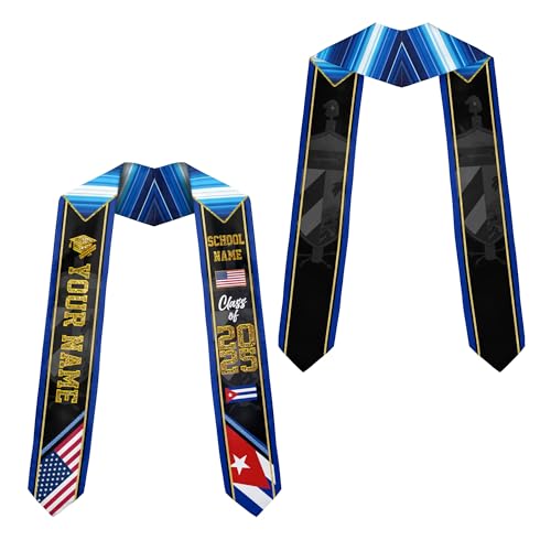 Custom Cuba Flag Graduation Sash 2025, Cubans Graduation Stole, Cuban American Flag Graduation Stole Class of 2025 Cb 11