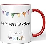 JUNIWORDS Tasse, Bester Gartenbauunternehmer der Welt, Rot (5700570)
