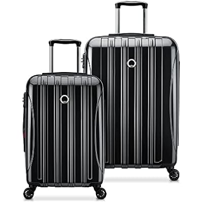 DELSEY PARIS Helium Aero Hardside Expandable Luggage with Spinner Wheels, Black, 2-Piece Set (21/24)
