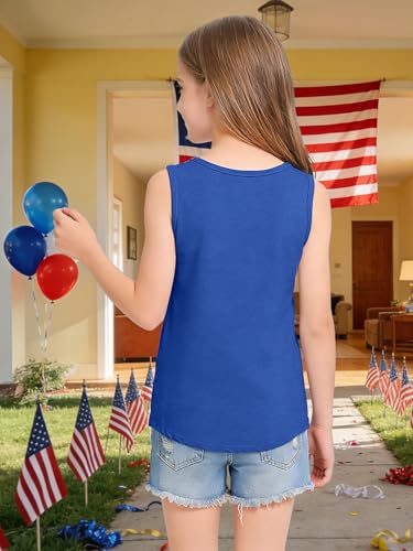 Image of CAZYCHILD Girls American Flag Tank Tops Boys 4th of July Shirts USA Summer Sleeveless Tee Independence Day Outfit 5-14y
