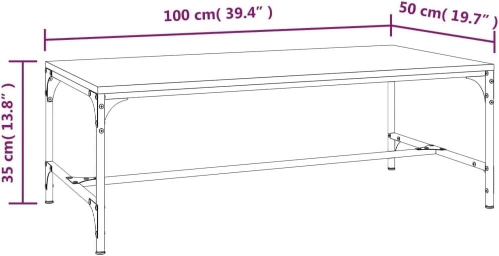 BOWEKAM ホーム&amp;ガーデン - コーヒーテーブル ブラック 100x50x35cm エンジニアードウッド家具の選択