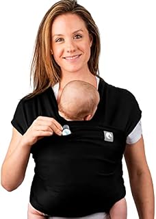 Baby Sling Wrap with Large Front Pocket - Naturally Soft Baby Wrap Carrier - Cotton Baby Sling Carrier from Birth - Baby Sling Newborn to Toddler Carrier - The Pocket Wrap by Trekki (Black)