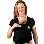 Baby Sling Wrap with Large Front Pocket - Naturally Soft Baby Wrap Carrier - Cotton Baby Sling Carrier from Birth - Newborn to Toddler - The Pocket Wrap™ by Trekki (Black)