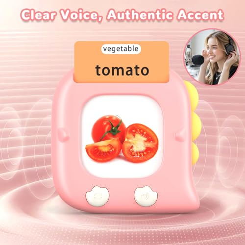 Kidzdo 520 ABCs Sight Word Talking Flash Cards for Toddlers, Easter/Birthday Gifts for 2 3 4 5 6 Year Old Girls, Early Educational Toys, Pocket Speech Learning Toys for Autistic Kids Ages 2-6, Pink by Kidz do - Image 4