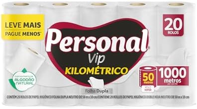 Personal Papel Higiênico Kilométrico Folha Dupla, Com 20 Rolos 50...