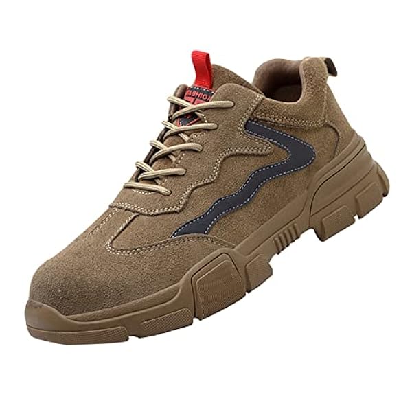 Dames Stalen Neus Schoenen Sportieve Sneaker,Veiligheidsschoenen Met Stalen Cap Beschermt De Voeten Tegen Vallende Of Rollende Voorwerpen,Khaki A▁38