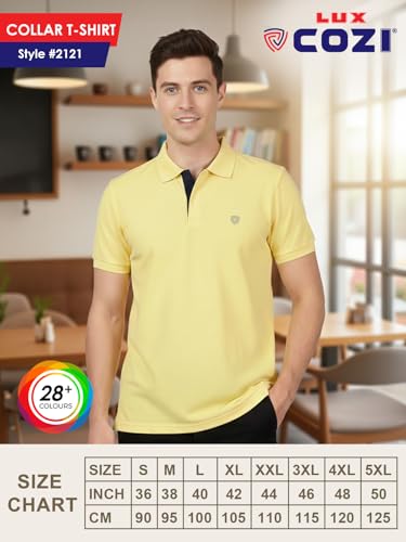 Image of Lux Cozi Men's Cotton Solid Polo Tshirt | Collar Tshirts | Half Sleeves | Stylish & Premium All Day Wear | Pack of 1