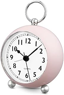 FIOLOM Silent Alarm Clocks Bedside Non Ticking Battery Powered Analogue Alarm Clock Bedroom Retro Simple Desk Clock Light Quiet Table Clock Loud Vintage Alarm Clocks for Heavy Sleepers Office