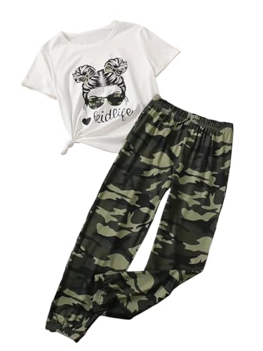 Image of Tween Girl Clothes 2 Piece Outfit Summer Short Sleeve Top + Jogger Pants Spring Fall Clothing Set Size 4-14 Years