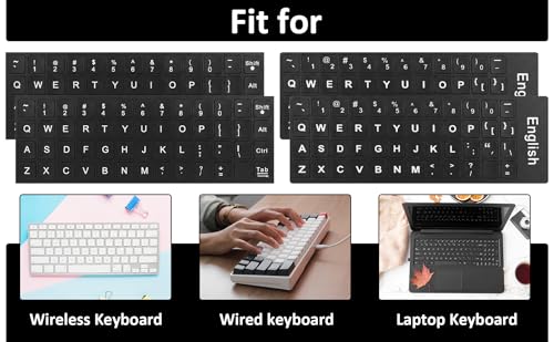 Juego de 4 pegatinas para teclado universal en negro y blanco miniatura 6