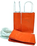 Creative Hobbies Bright Glossy Orange Small Paper Gift Handle Bags, 5.25