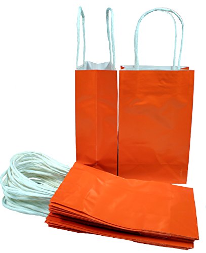 Creative Hobbies Bright Orange Small Paper Gift Handle Bags, 5.25