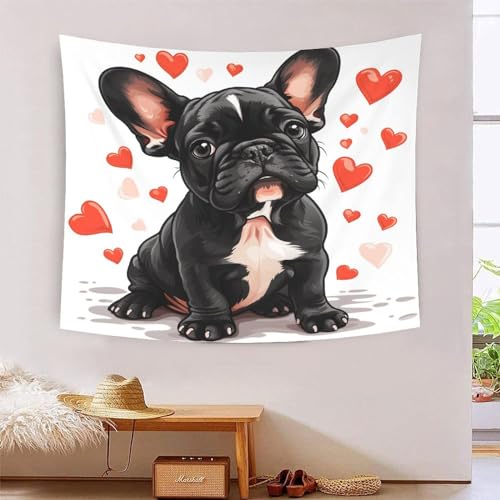 Poster mural bouledogue français 3D grand format 180 cm et tapisserie polyester