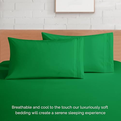 Elegant Comfort Luxury 1500 Premium Hotel Quality Microfiber 4-Piece Sheet Set - Soft, All Around Elastic 18-24 Inches Deep Fitted Sheet - Extra Deep Pocket Sheets, King, Emerald Green