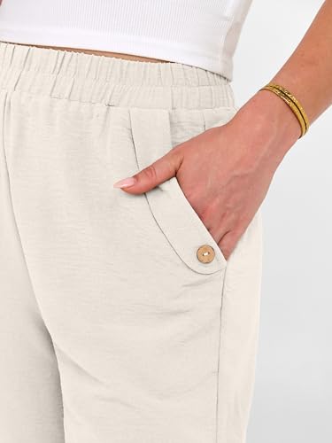 Image of ANRABESS Womens Wide Leg Capri Pants Elastic Waist Casual Loose Lounge Trousers 2026 Summer Flowy Beach Vacation Clothes
