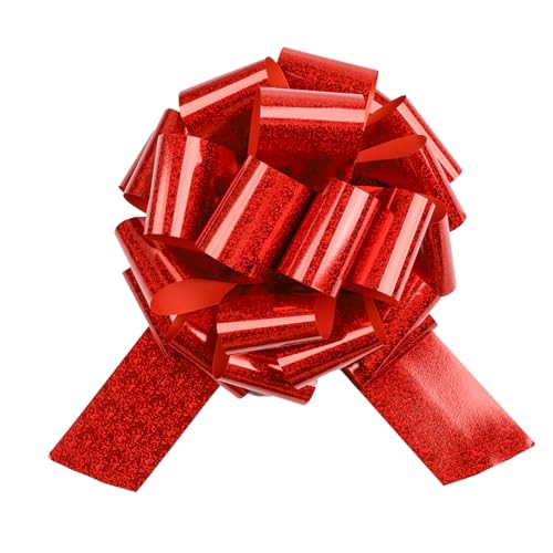 12 Inches Pull Bow, 2 Pieces Extra-Large Gift Bow for Decorating Presents, Big for Wrapping, Bikes, Appliances, Showers, Christmas, Wedding, Birthday (Red)
