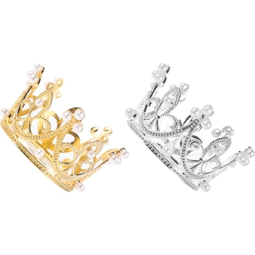 TIKODIDA Accesorios para Tartas de Cumpleaños Infantil, 2 en Color Oro y Plata, Mini Tocados Redondos para Decoración de Fiestas de Niñas