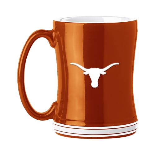 Image of Logo Brands NCAA Texas Longhorns 14oz Ceramic Relief Mug- Officially Licensed Mug, Sculpted 3D Logo and Team Colors - Comfortable Handle and Glossy Finish for College Sports Fans